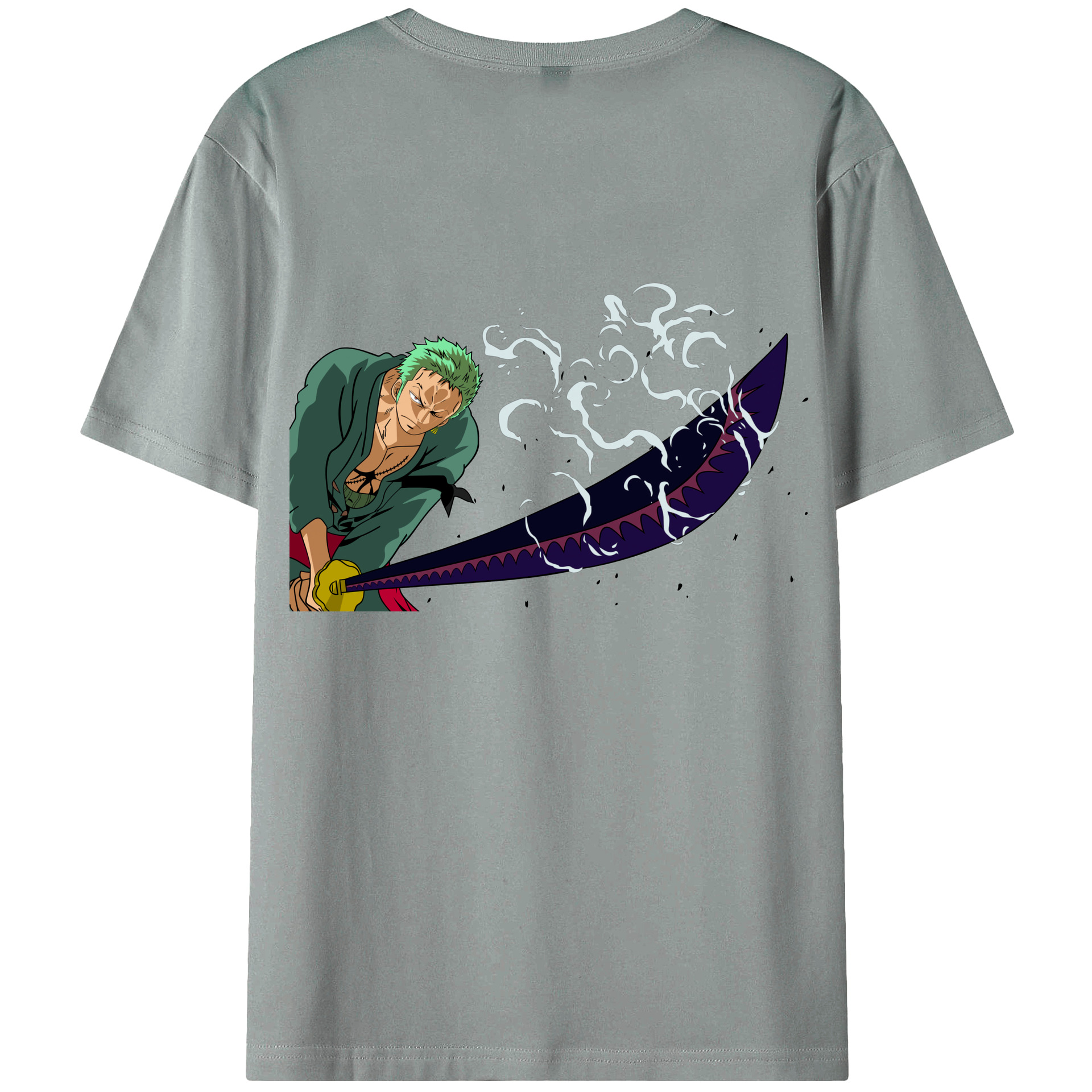 ワンピース ロロノア・ゾロ ONE PIECE Roronoa Zoro 綿100％ メンズ半袖Tシャツ（バックプリント） 通気性